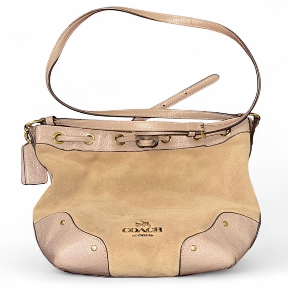 Coach Suede & Leather Drawstring Shoulder Bag - Picture 1 of 7